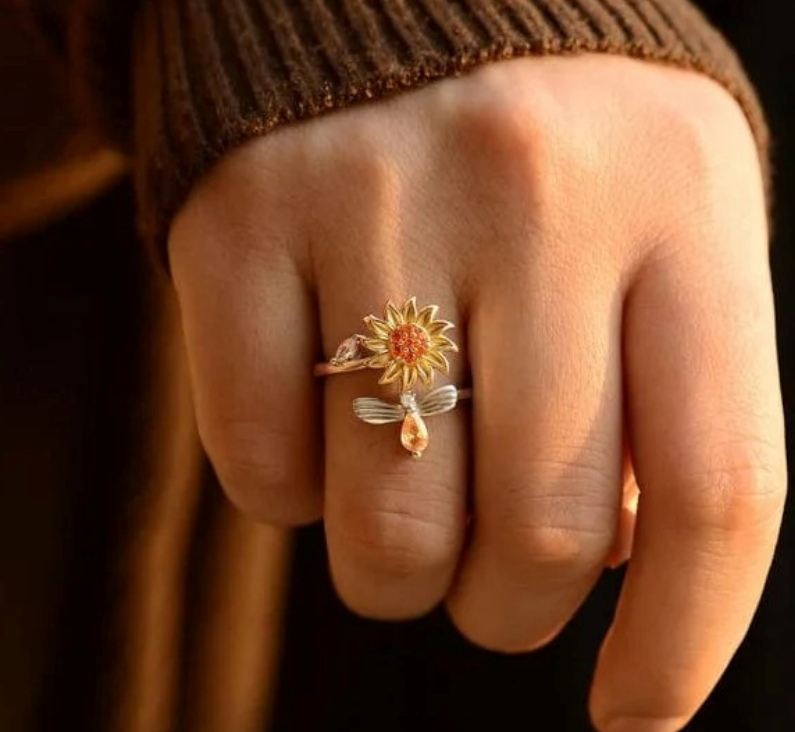 Anillo giratorio de girasol - Ajustable